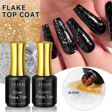 JTING hot popular gold silver foil flake top coat gel polish OEM ODM private label flake nail gel...