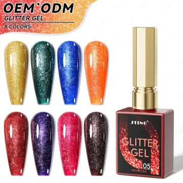 JTING Shimmer glitter gel nail polish 8colors Christmas holiday style high pigment shiny gel poli...
